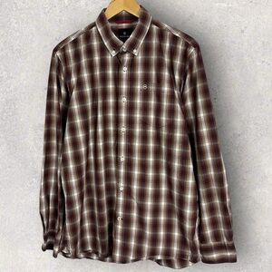 Victorinox Swiss Army Purple Brown Plaid Button Down Collar‎ Shirt Mens Size XXL
